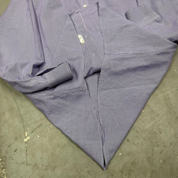 Garrison Bespoke Dress Shirt Hand Made in Toronto Check Blue Cotton Large - Picture 7 of 8